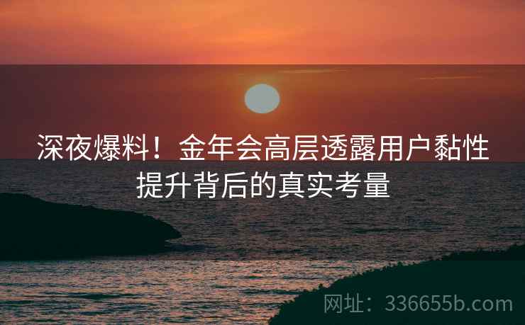 深夜爆料！金年会高层透露用户黏性提升背后的真实考量