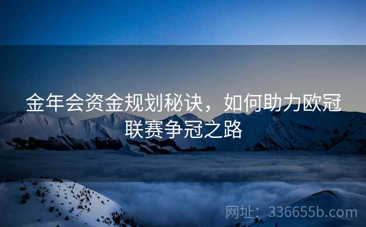 金年会资金规划秘诀，如何助力欧冠联赛争冠之路